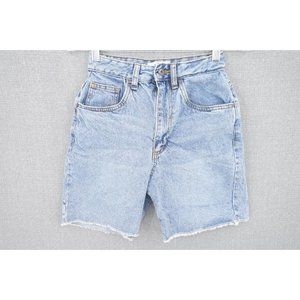 Cotton On Denim Shorts Womens 2 Blue High Rise Cutoff Stretch Bermuda